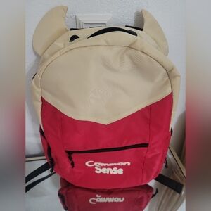 Red and Cream Backpack with Ears